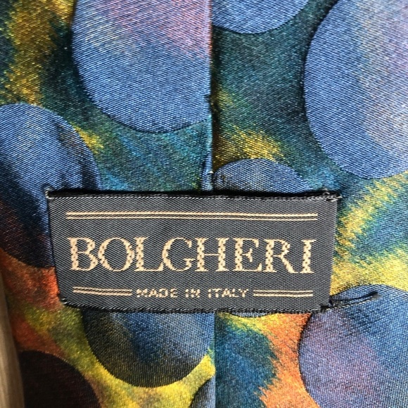 Mens Blue, Orange, Yellow Tie. Bolgheri. Like New. - Picture 3 of 3